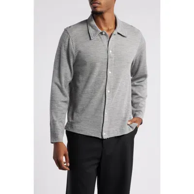 Officine Generale Officine Générale Brent Wool Knit Button-up Shirt In Grey