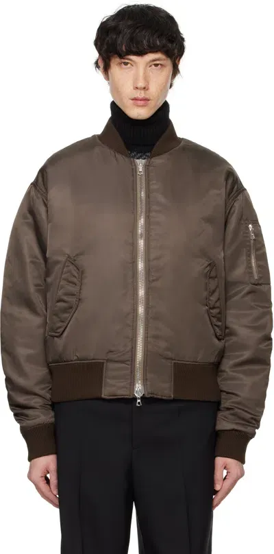 Officine Generale Brown Juno Bomber Jacket In Iced Coffee