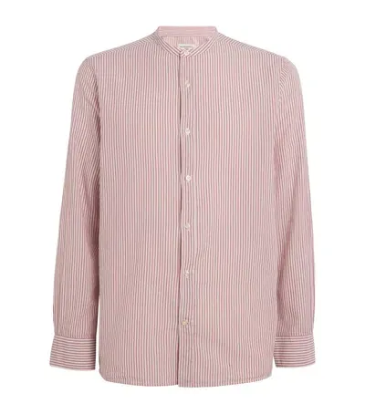 Officine Generale Cotton Striped Shirt In Purple