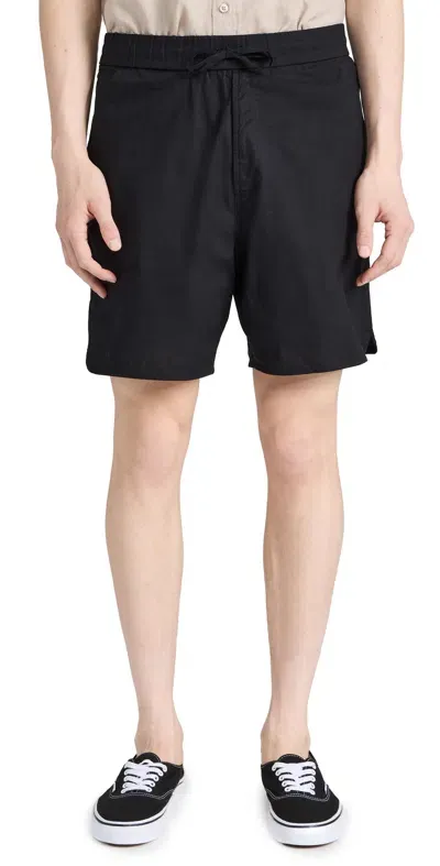 Officine Generale Dony Shorts Piece Dyed Cotton Poplin Black