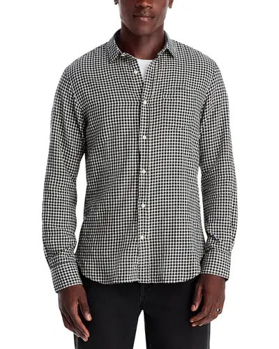 Officine Generale Long Sleeve Printed Shirt In Black/ecru