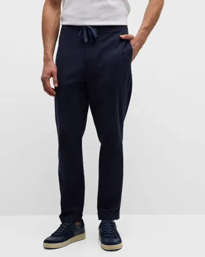 Officine Generale Joseph Straight-leg Cotton-seersucker Drawstring Suit Trousers In Blue