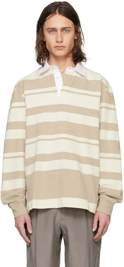 Officine Generale Off-white & Beige Ryker Polo In Ecru/burntsand