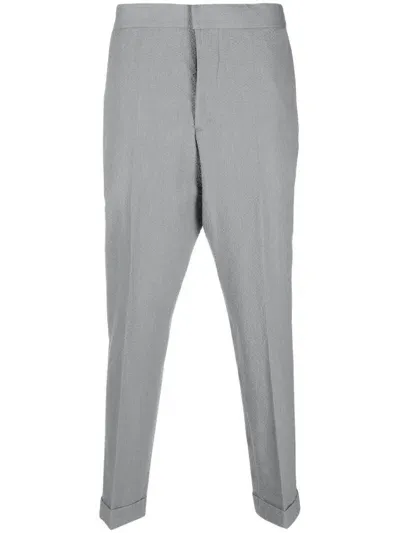 Officine Generale Pressed-crease Straight-leg Trousers In Gray