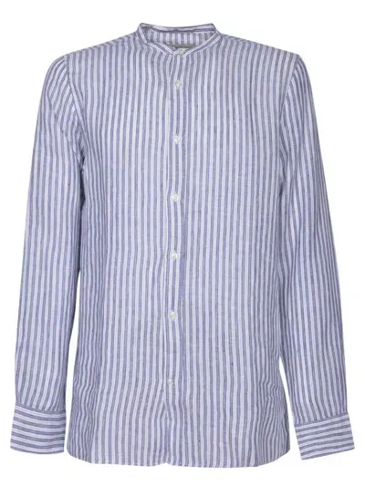 Officine Generale Korean Collar White/blue Shirt