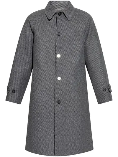 Officine Generale Single-breasted Coat In Midgrey Lightgrey