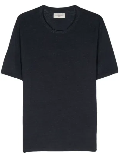 Officine Generale Officine Générale Ss Tee Piece Dyed French Linen In Blue