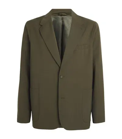 Officine Generale Virgin Wool Keanu Blazer In Green