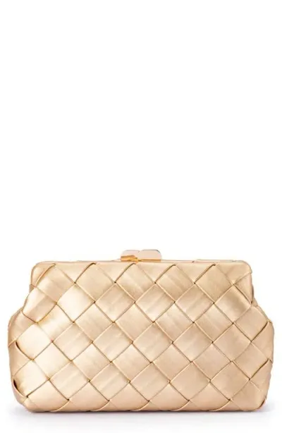 Olga Berg Quinn Woven Clutch In Gold