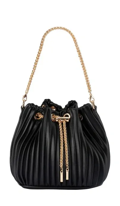 Olga Berg Remi Pleated Drawstring Bag In Black