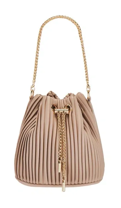 Olga Berg Remi Pleated Drawstring Bag In Natural