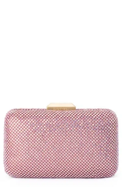 Olga Berg Ronny Crystal Mesh Frame Clutch In Pink