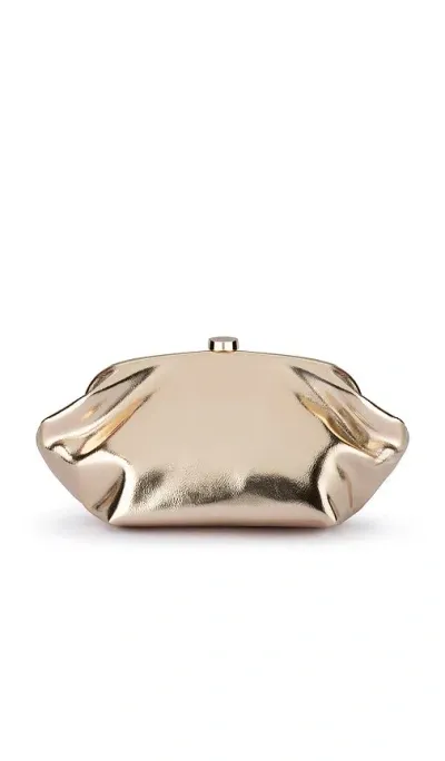 Olga Berg Tally Metallic Clutch In Metallic Gold