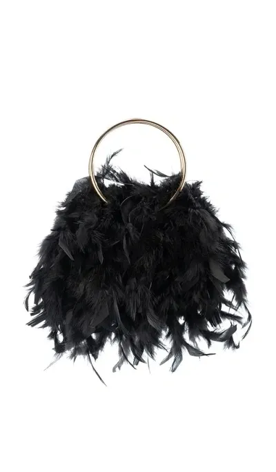 Olga Berg Willis Feather Bag In Black