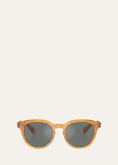 Oliver Peoples Ov5547su - N.05 Sun 1779w5 Semi-matte Goldwood Sunglasses In Golden Wood Blue Grey