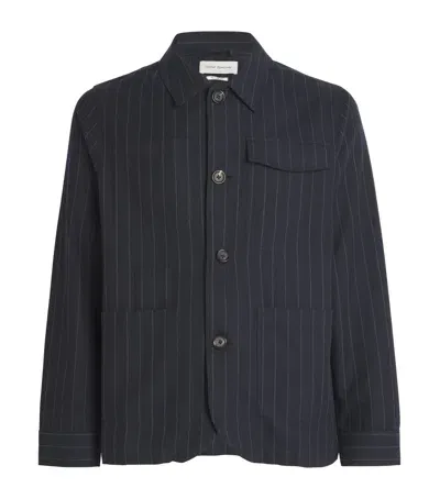 Oliver Spencer Cotton-wool Overshirt In Navy