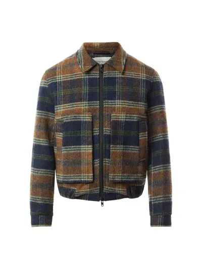 Oliver Spencer Wool Arlington Check Jacket In Navy