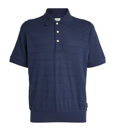 Oliver Spencer Rib-knit Glendale Polo Shirt In Navy