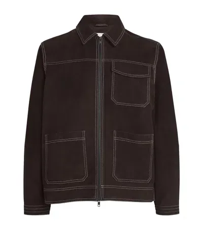 Oliver Spencer Suede Hardwick Jacket In Brown