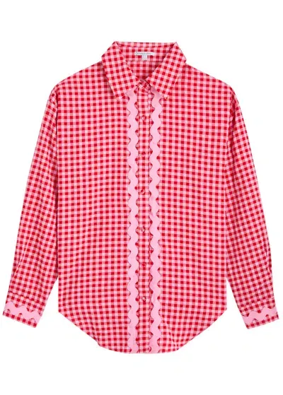 Olivia Rubin Arin Gingham Seersucker Shirt In Red And White