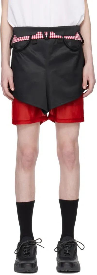 Olly Shinder Black Climbing Skort In Black/red Gingham/re