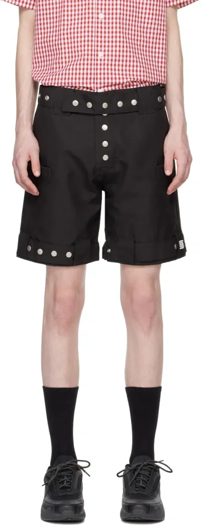 Olly Shinder Black Press-stud Shorts