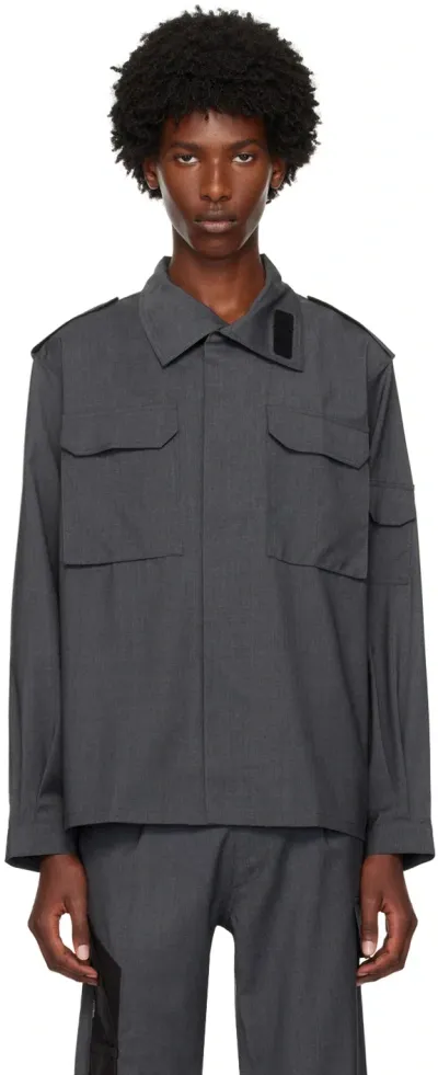 Olly Shinder Gray Wool Overshirt In Grey