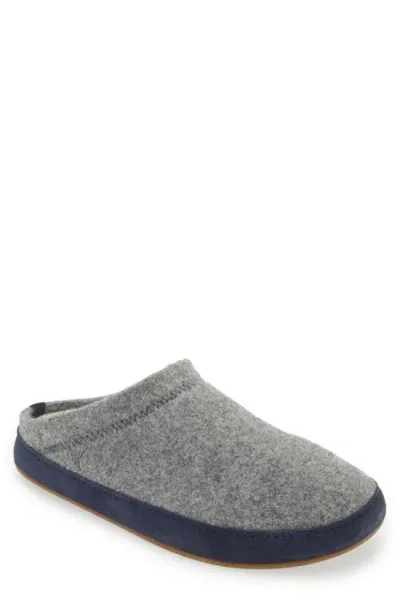 Olukai Hāmani Hulu Genuine Shearling Lined Mule Slipper In Graphite/trench Blue