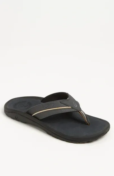 Olukai 'kia'i Ii' Flip Flop In Dkshadow/dkshadow