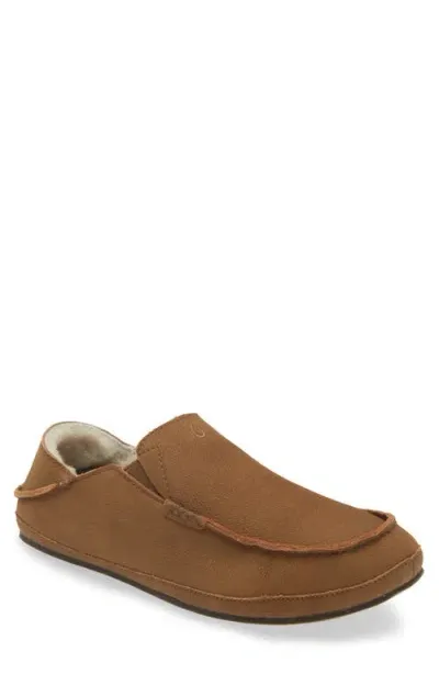 Olukai Moloa Genuine Shearling Convertible Slipper In Kona Coffee/kona Coffee