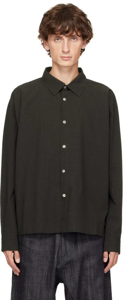 Omar Afridi Black & Khaki Philip Shirt In Moss Gingham Check