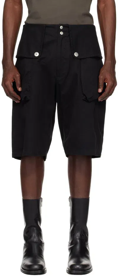 Omar Afridi Black Flap Shorts In Carbon