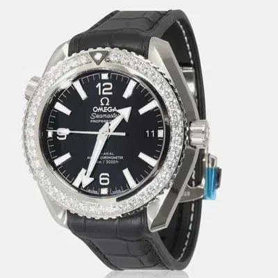 Pre-owned Omega Black Diamond Stainless Steel Seamaster Planet Ocean 215.18.40.20.01.001 Automatic Women's Wristwatc