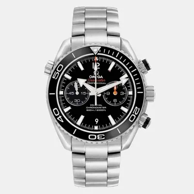 Pre-owned Omega Black Stainless Steel Ceramic Seamaster Planet Ocean 232.30.46.51.01.001 Automatic Men's Wristwatch