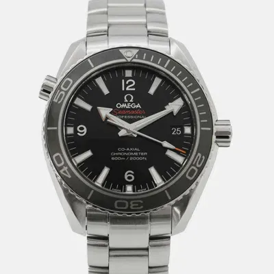 Pre-owned Omega Black Stainless Steel Seamaster Planet Ocean 232.30.42.21.01.001 Automatic Men's Wristwatch 42 Mm