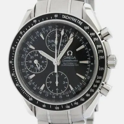 Pre-owned Omega Black Stainless Steel Speedmaster Automatic Men's Wristwatch 40 Mm