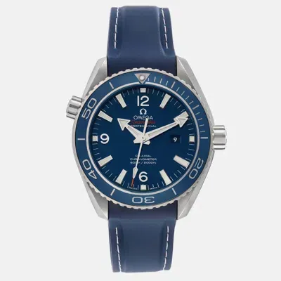 Pre-owned Omega Blue Titanium Seamaster Planet Ocean 232.92.38.20.03.001 Automatic Men's Wristwatch 37.5 Mm