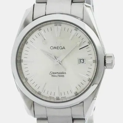 Pre-owned Omega Silver Stainless Steel Seamaster Aqua Terra Quartz Men's Wristwatch 36 Mm