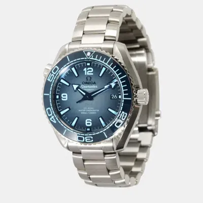 Pre-owned Omega Blue Stainless Steel Seamaster Planet Ocean 215.30.40.20.03.002 Automatic Men's Wristwatch 39.5 Mm