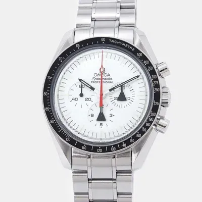 Pre-owned Omega White Stainless Steel Speedmaster 311.32.42.30.04.001 Manual Winding Men's Wristwatch 42 Mm