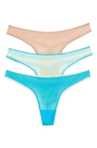 On Gossamer 3-pack Mesh Thongs In Amb/chp/bm