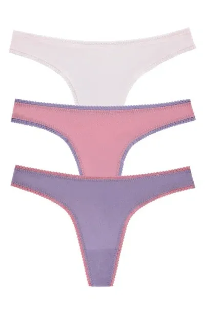 On Gossamer 3-pack Mesh Thongs In Db/cr/mc