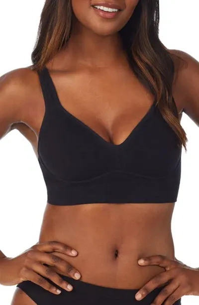 On Gossamer Cabana Cotton Blend Seamless Wirefree Bra In Black