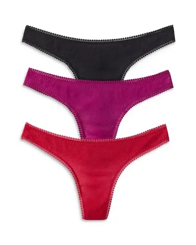 On Gossamer Hip G Thongs, Set Of 3 In Red Hot Purple Wine Black