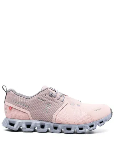 On Running Cloud 5 Waterproof Running Sneakers In Rose/fossil