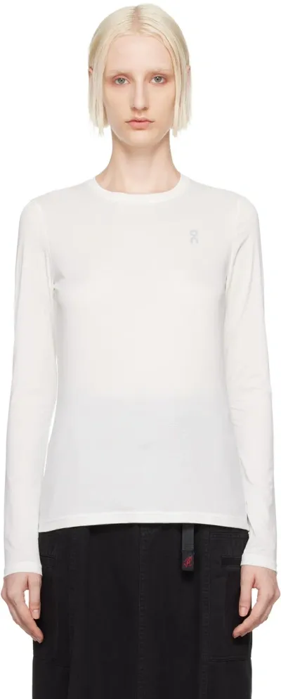 On White Core Lg Sleeve Sport Top In Undyed-white