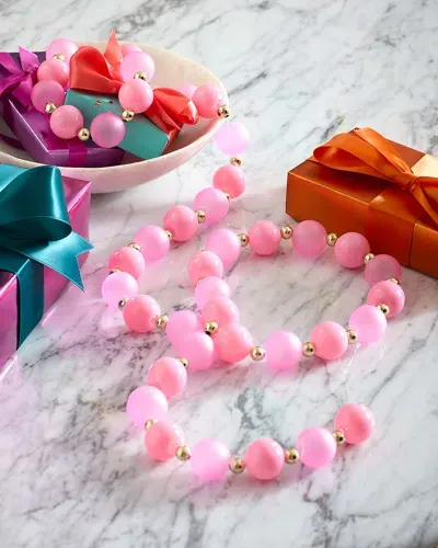 One Hundred 80 Degrees 48" Sugar Plum Frosted Glass Ball Garland, Coral In Pink