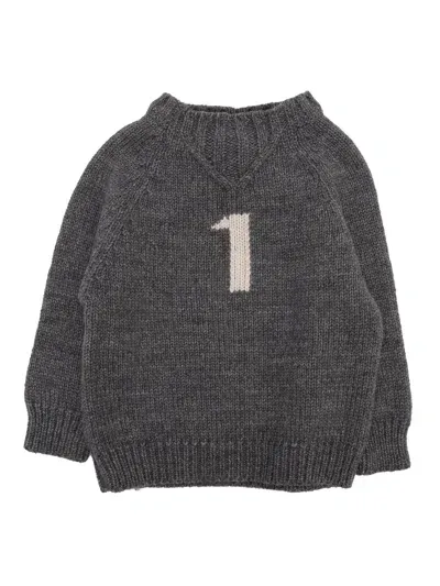 One More In The Family Kids' Number One Sweater In Gray