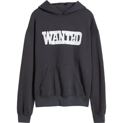 One Of These Days Wanted Graphic Hoodie In Washed Black