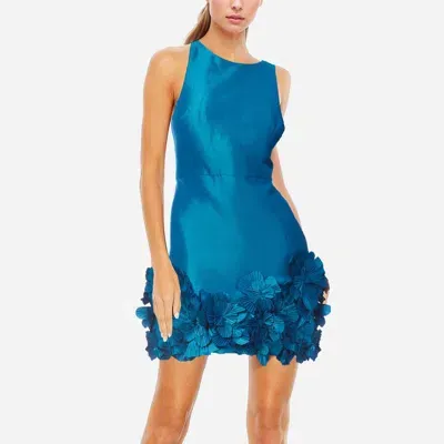 One33 Social Women's Arielle Floral-appliquéd Taffeta Mini Dress In Peacock